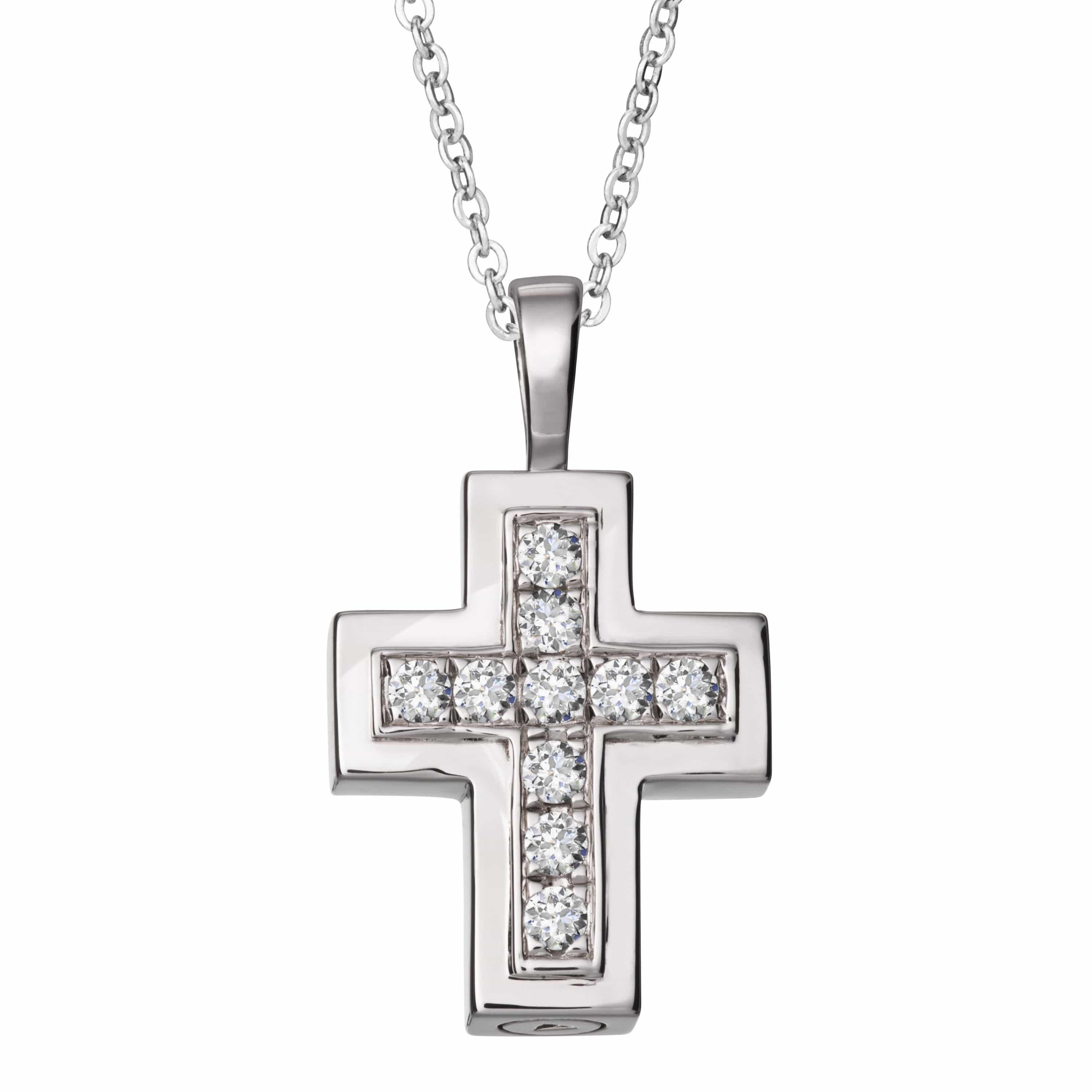 Self-fill Cross Memorial Ashes Pendant with Crystals