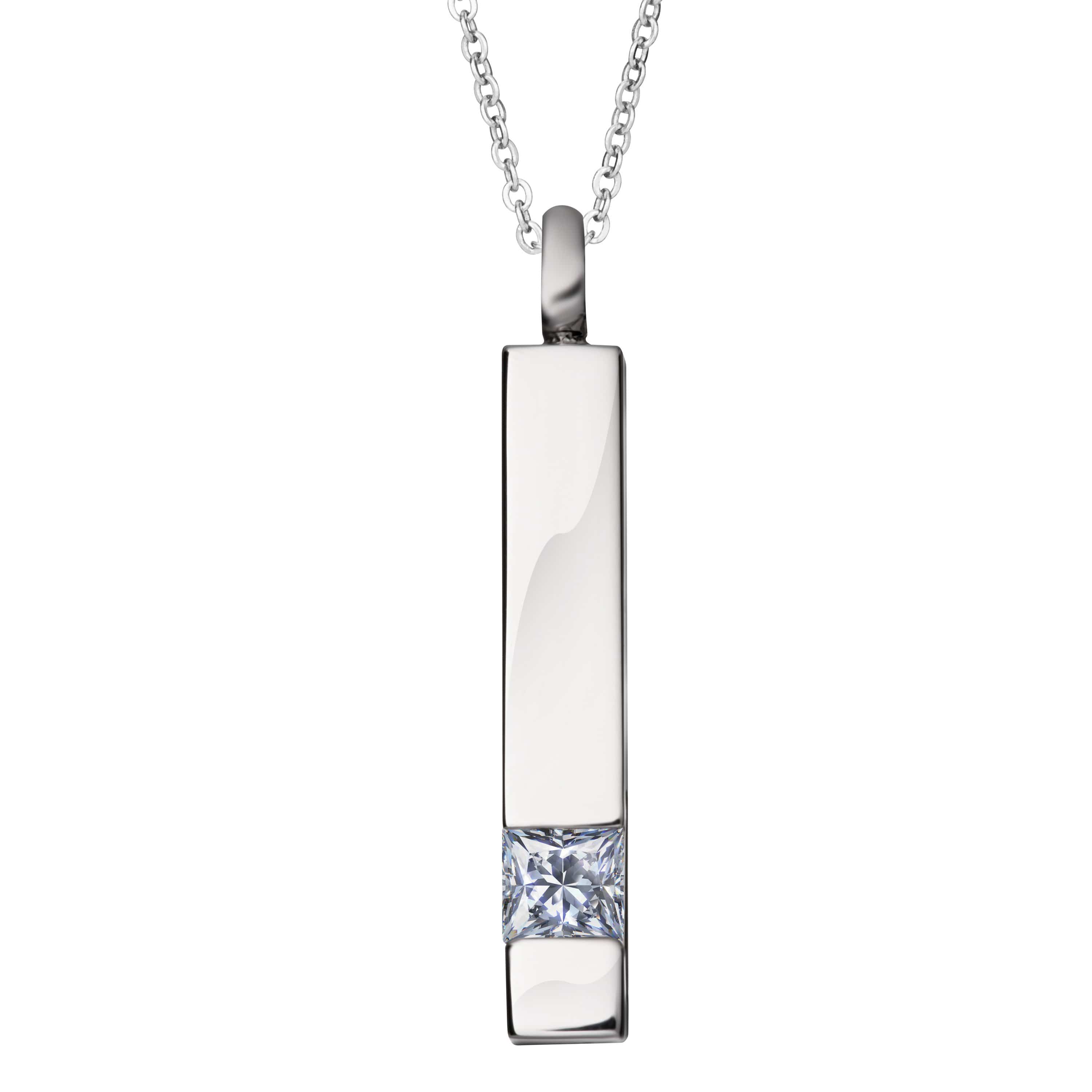 Self-fill Bar Memorial Ashes Pendant with Crystal