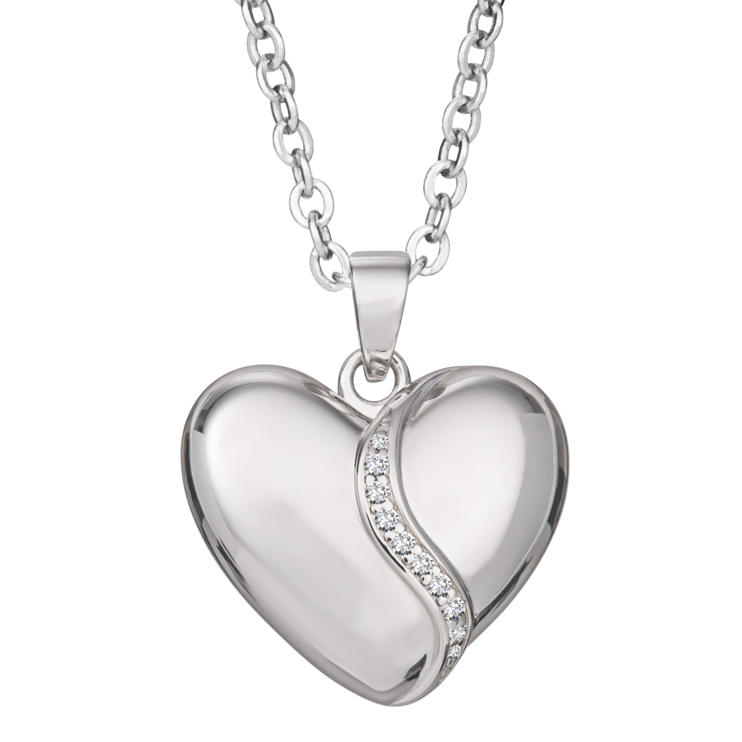 Self-fill Heart Shaped Memorial Ashes Pendant with Crystals