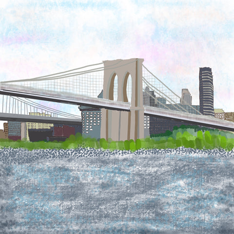 A NYC iconic illustration of the Brooklyn Bridge