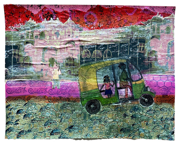 Jaipur in Motion mixed media collage