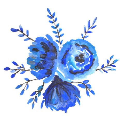 Blue Flower Clusters Watercolor