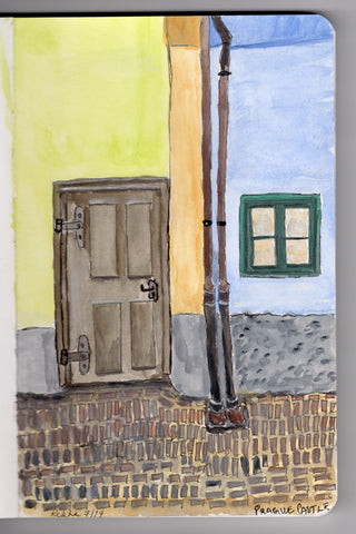 Watercolor sketch of a doorway