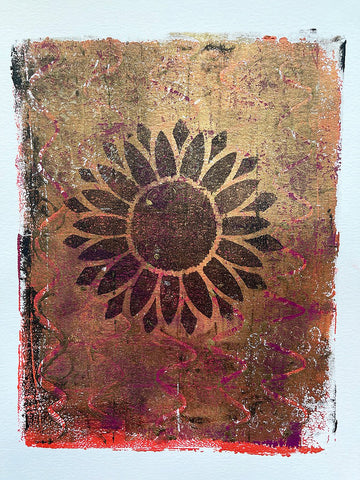 Pulled print on paper, antique flower by Rekha K of DivineNYCo
