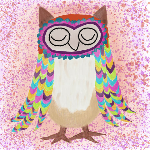A children's illustration of a whimsical owl