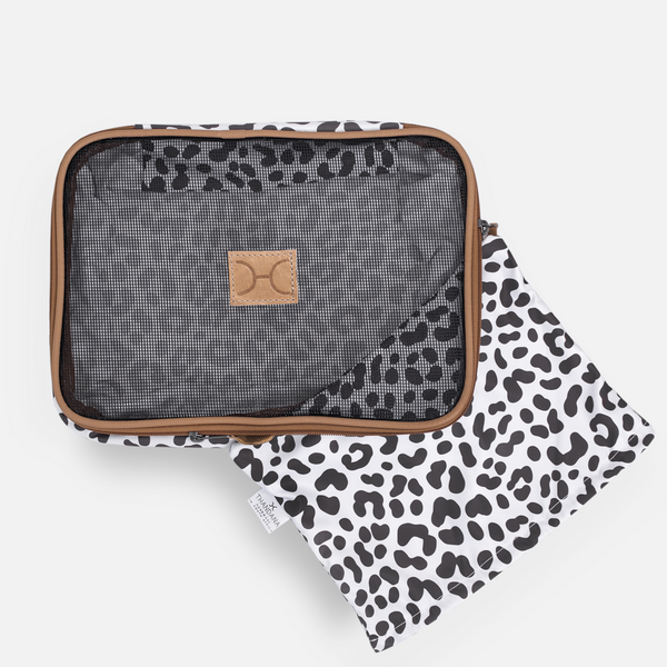 Travel Luggage Organizer Pods 6 piece set | Cheetah White