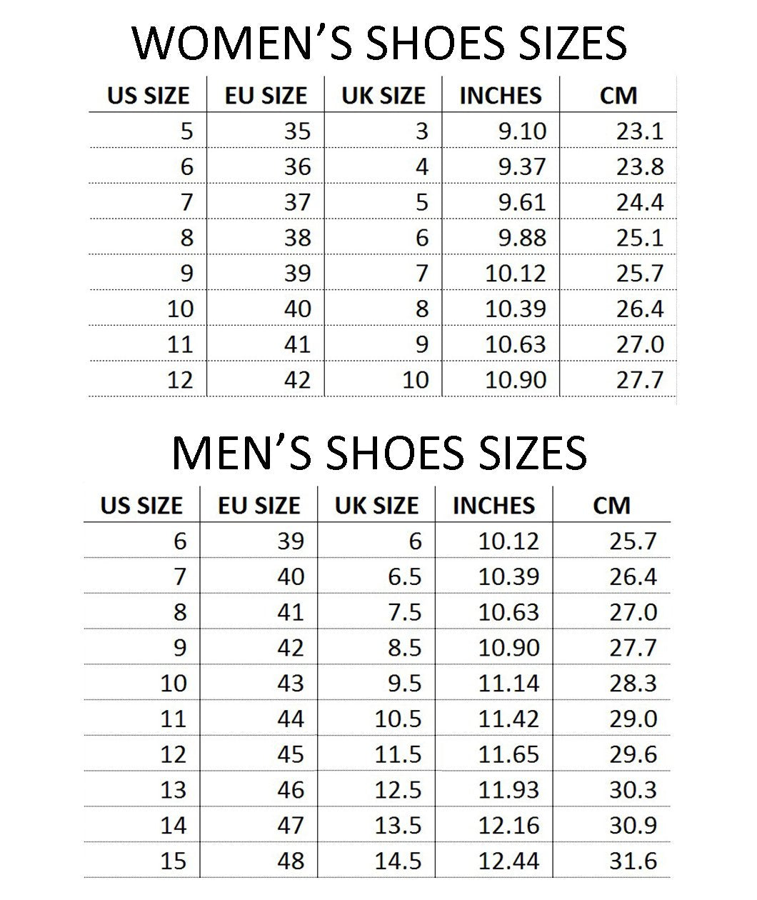 yeezy size chart women's