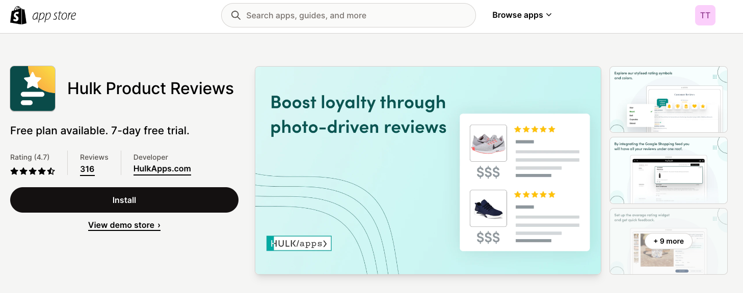 https://apps.shopify.com/product-reviews-by-hulkapps