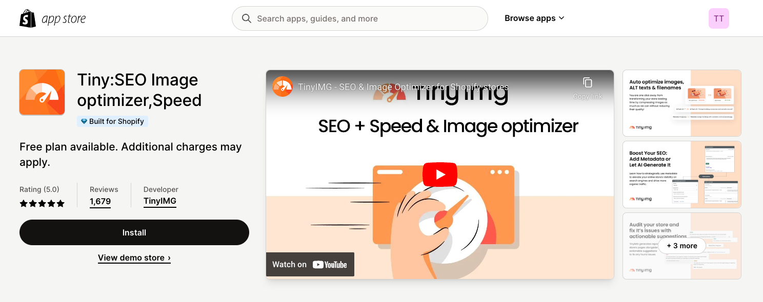 Tiny: SEO Image optimizer, Speed