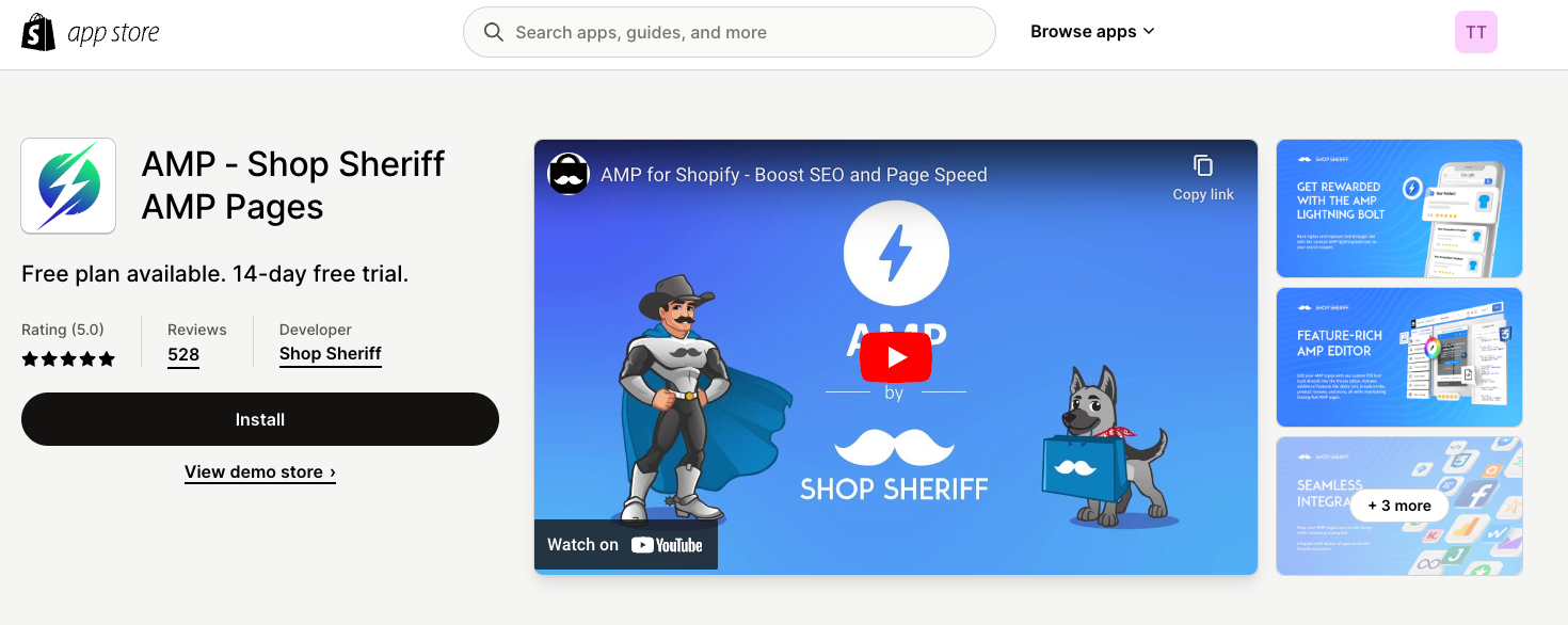 AMP ‑ Shop Sheriff AMP Pages