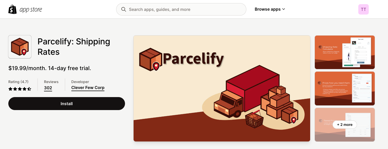 Parcelify: Shipping Rates