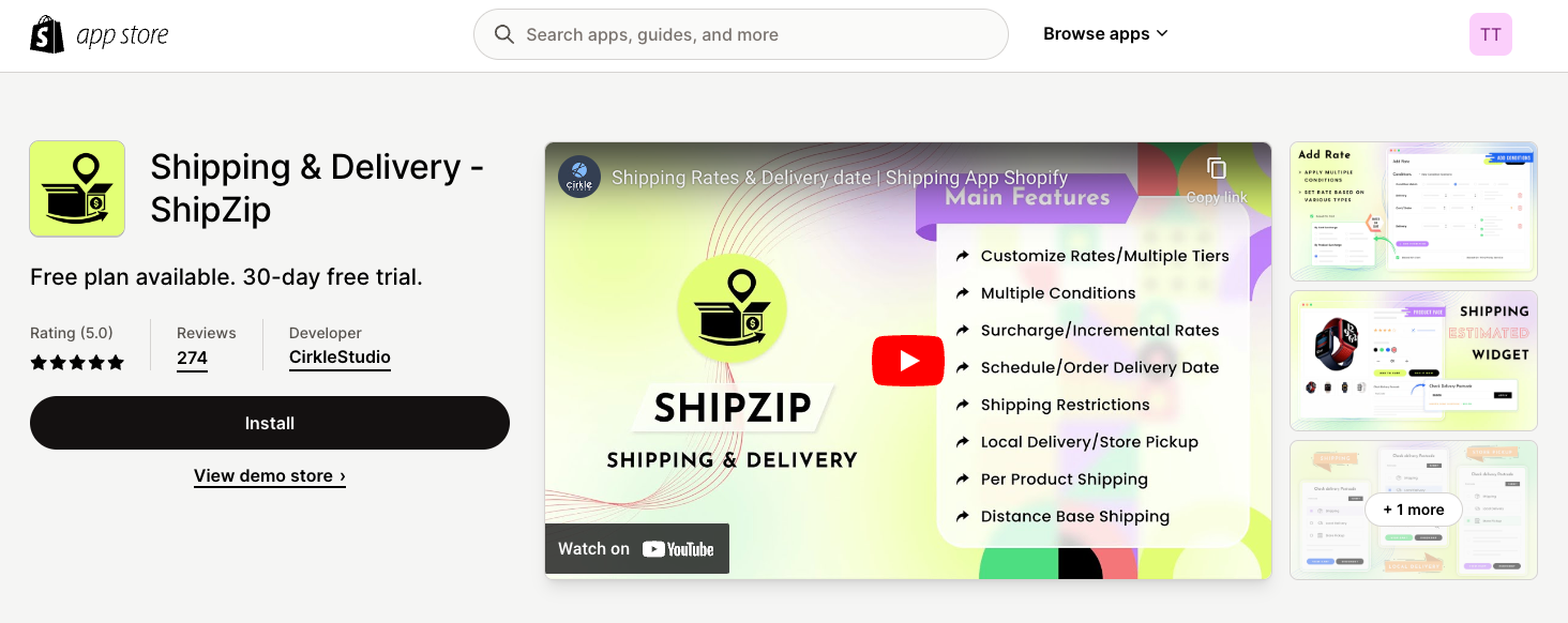 hipping & Delivery ‑ ShipZip