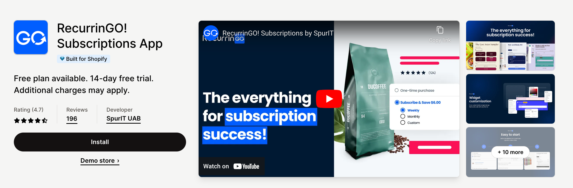 RecurrinGO! Subscriptions App