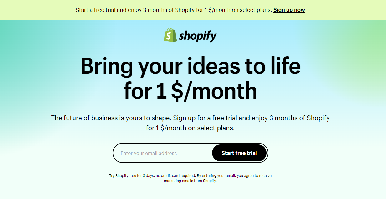 How to get Shopify's free trial