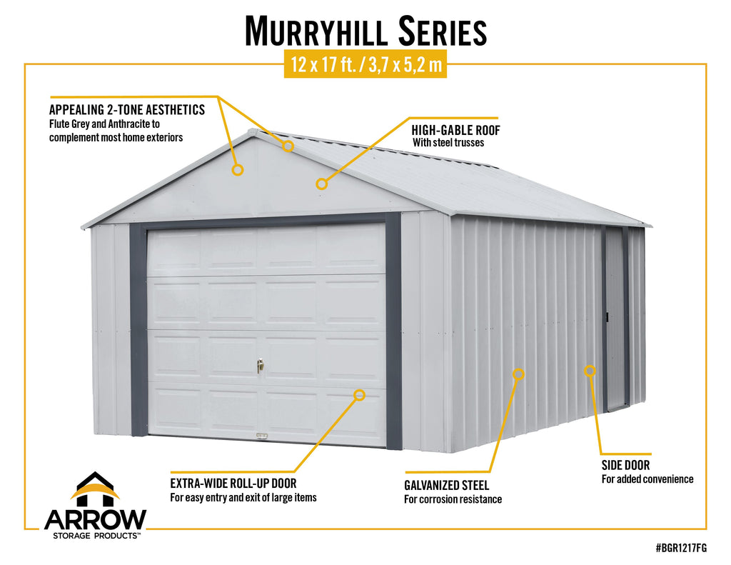 Arrow Murryhill 12 X 17 Garage Steel Storage Building Prefab Storage