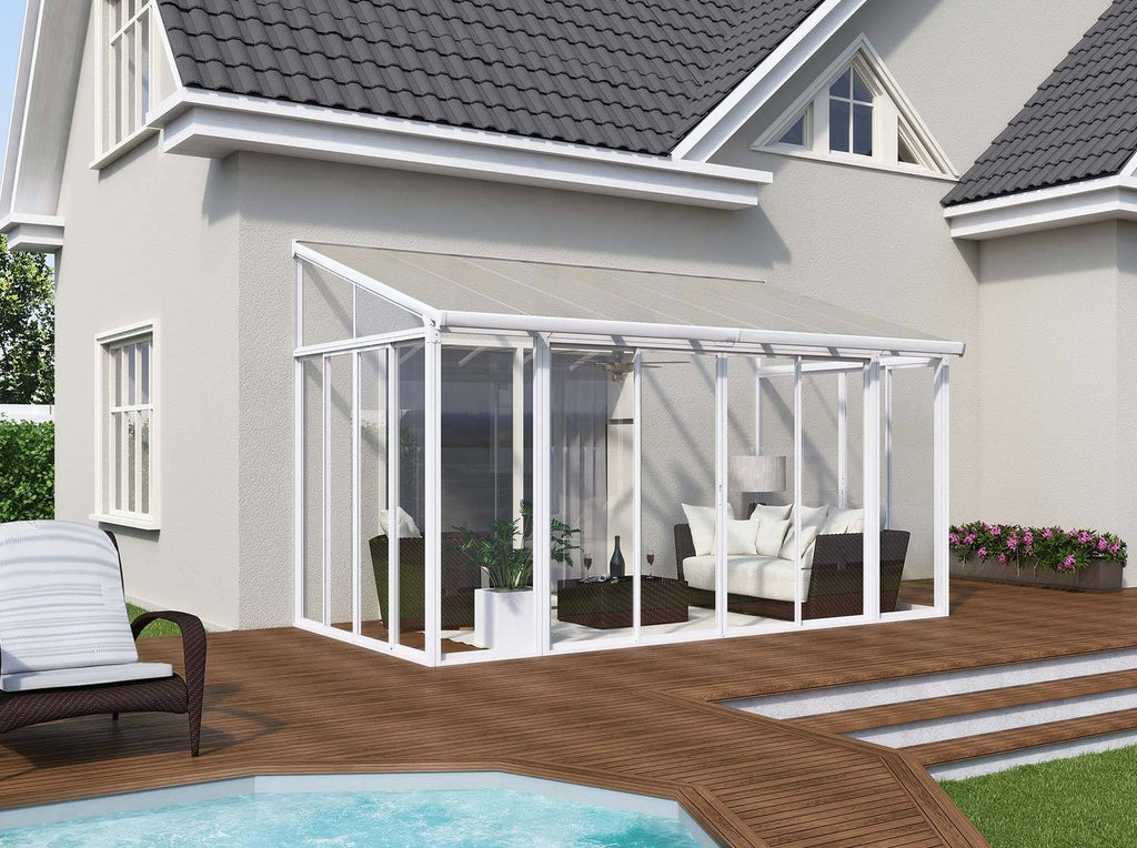 Palram Sanremo 10x18 Patio Enclosure Kit White With Pc Roof The Better Backyard