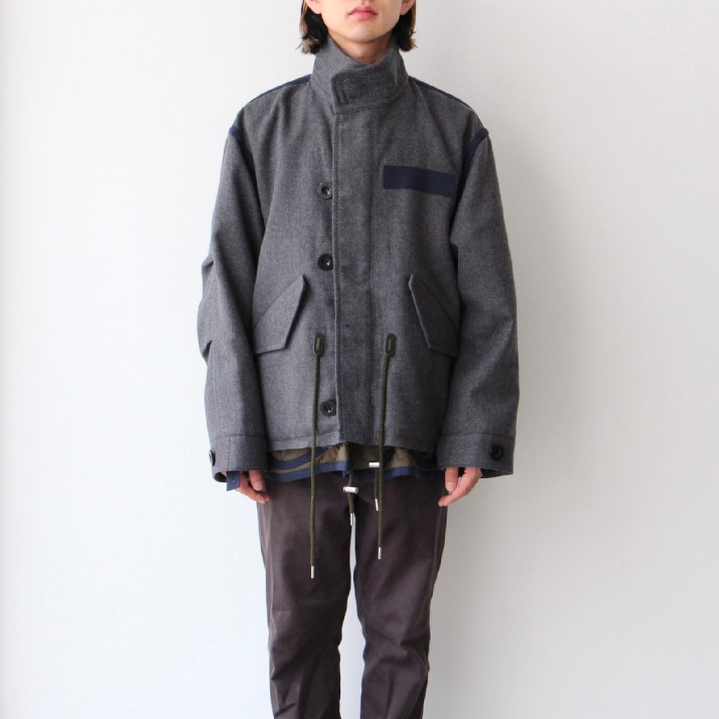 サイズ 3　SACAI 22AW Wool Melton Blouson グレー着用画像の方の身長は