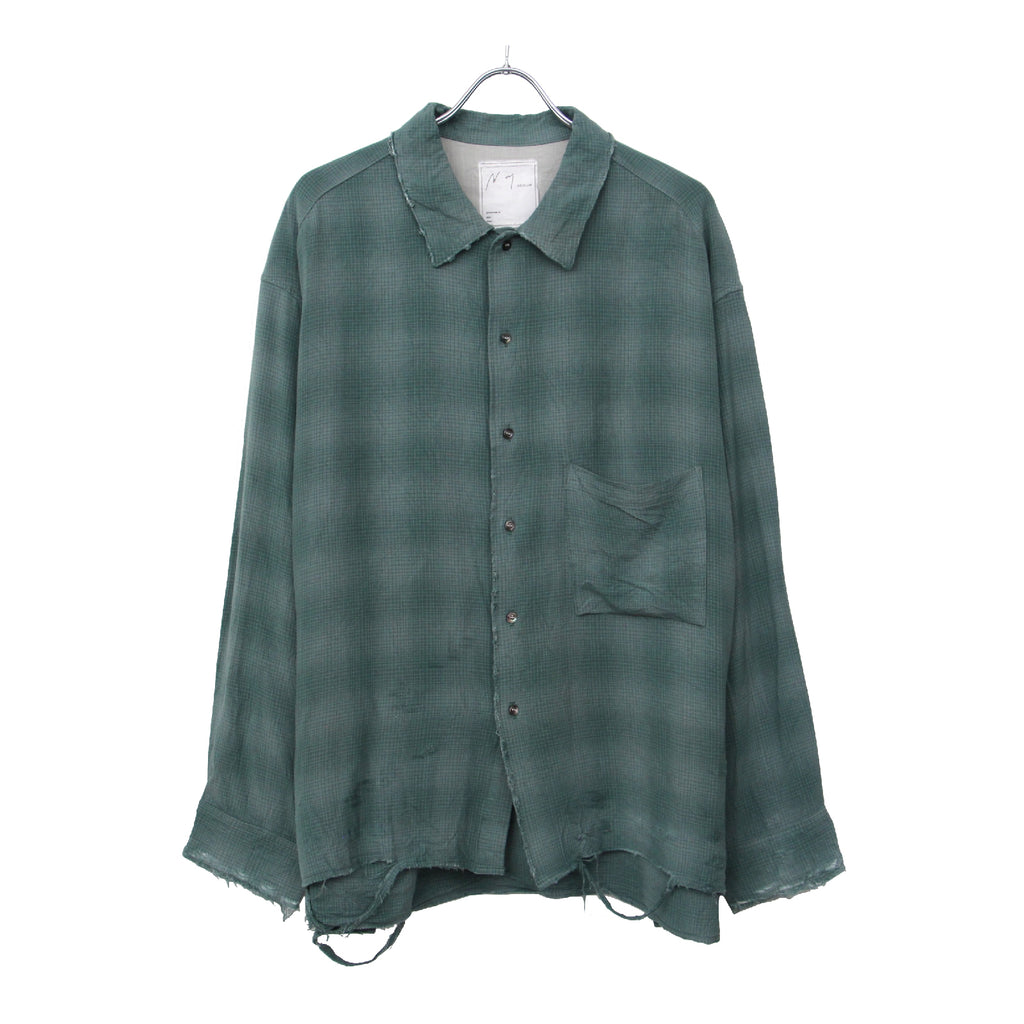 ANCELLM RAYON CHECK SHIRT(GREEN) アンセルム-