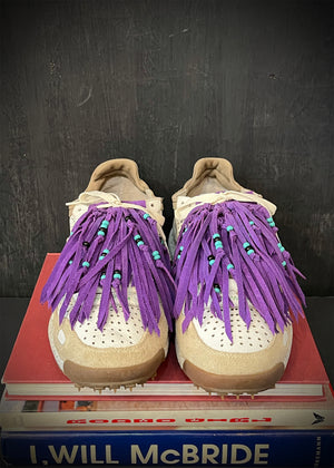 RTH (ooak) SHOE KILTIES #29 - purple suede - glass beads