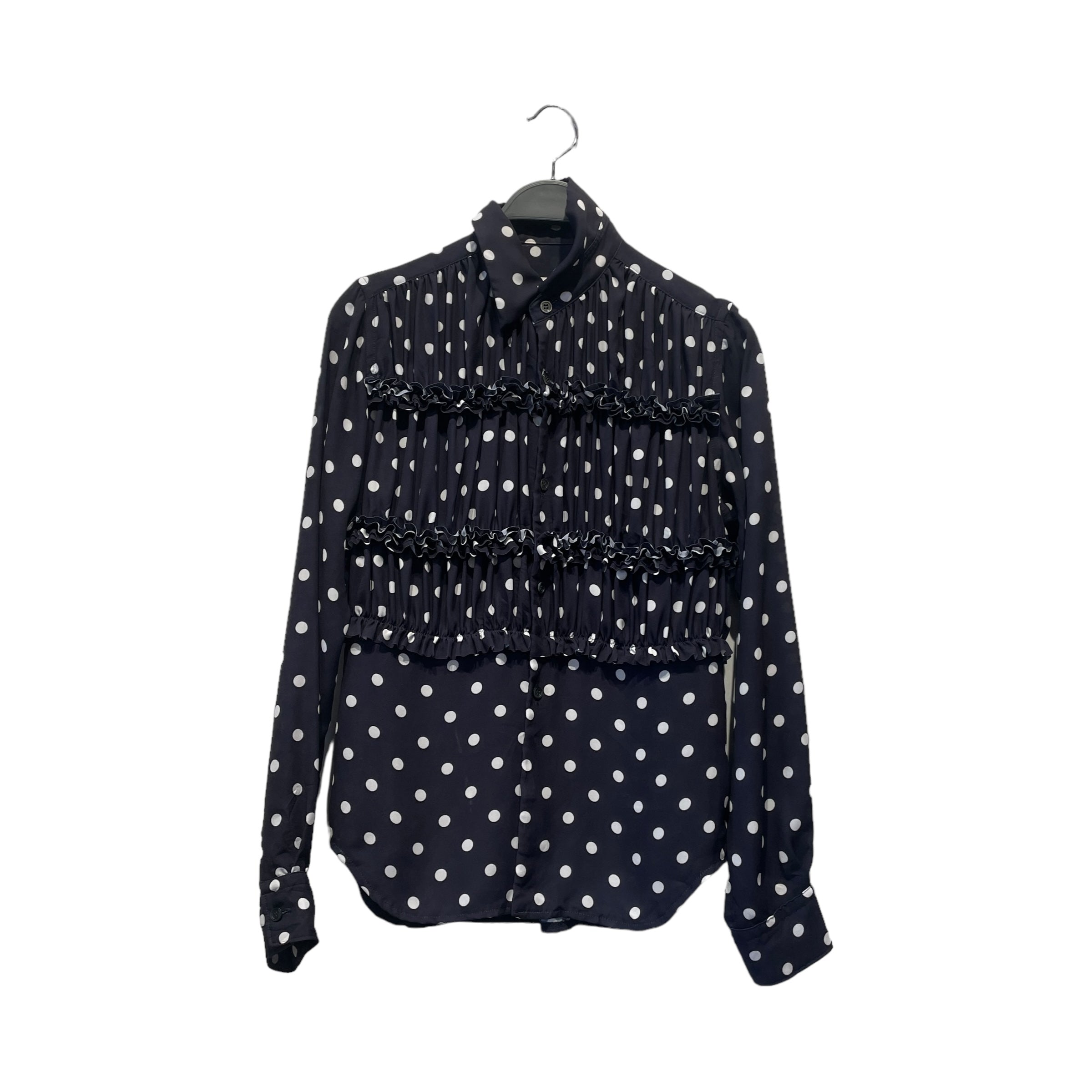 image of COMME des GARCONS/LS Shirt/XS/Polka dot/Nylon/NVY/