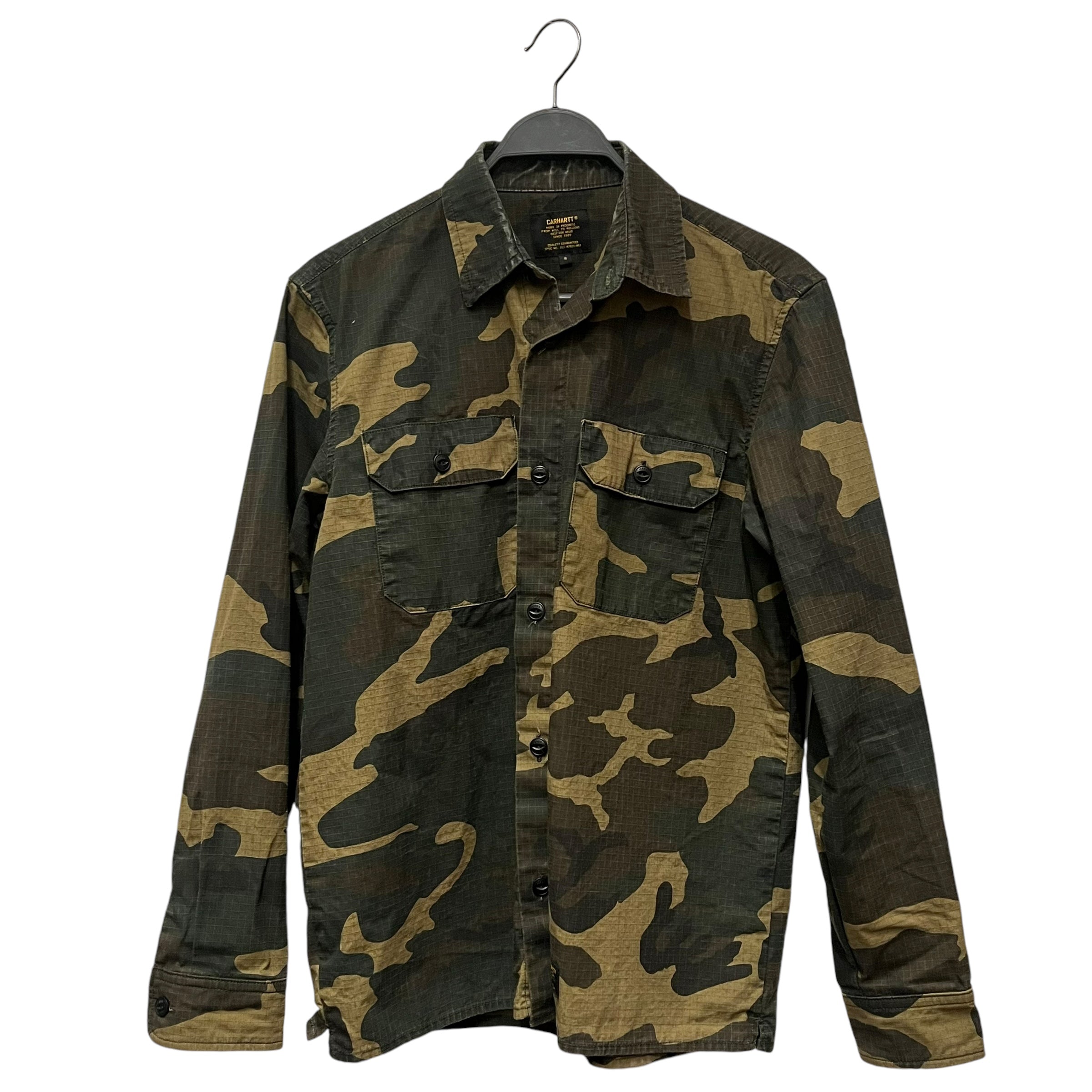 image of Carhartt/LS Shirt/S/Cotton/GRN/Camouflage/Work In Progress