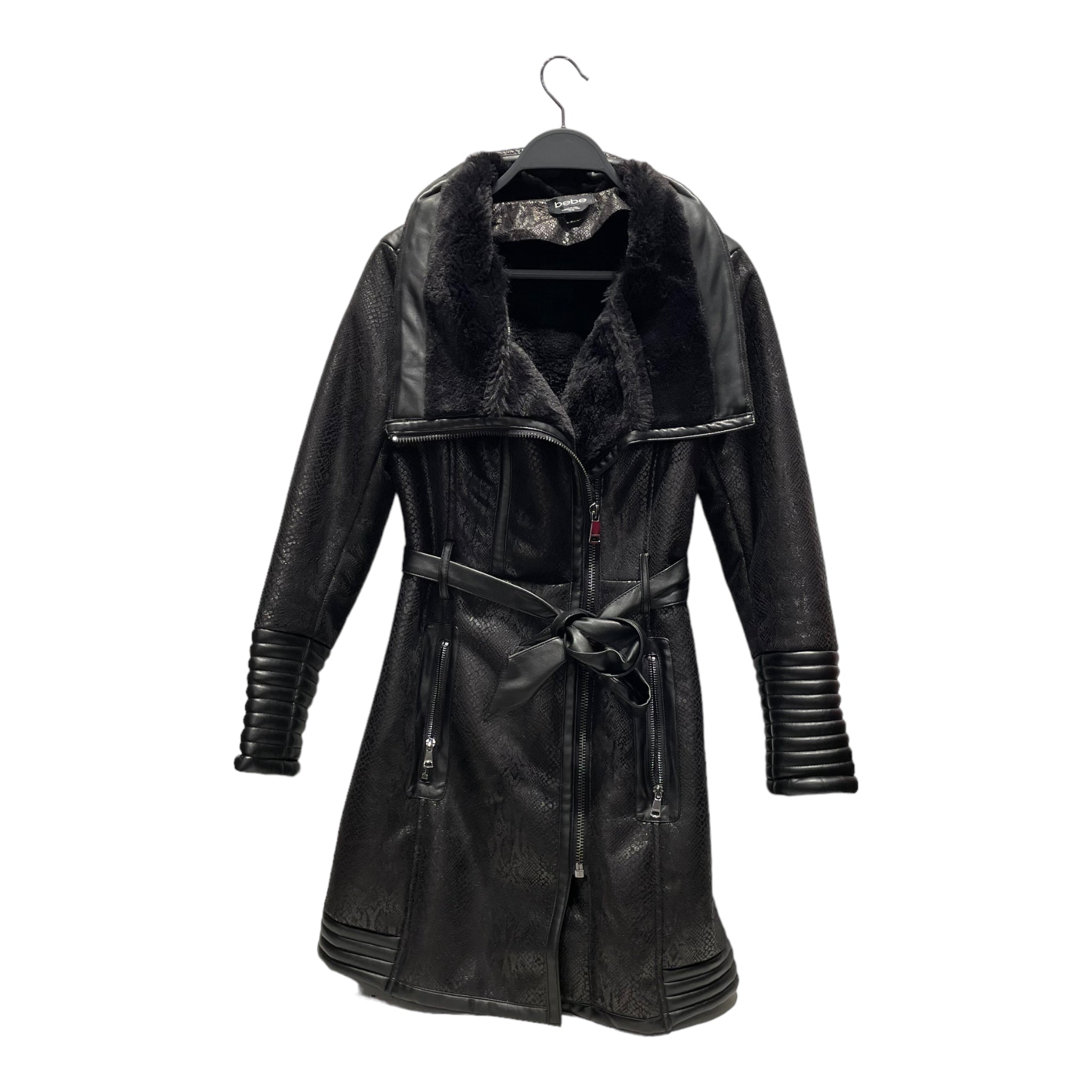 image of Bebe/Trench Coat/XS/Leather/BLK/