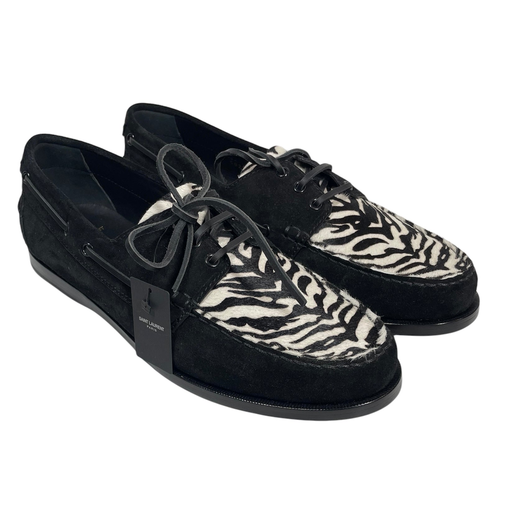 image of SAINT LAURENT/Loafers/EU 46/Animal Pattern/Leather/BLK/ZEBRA PATTERN