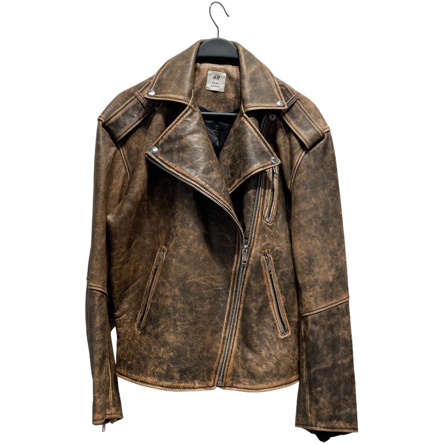 Image of H&M STUDIO/Leather Jkt/XS/Leather/BRW/