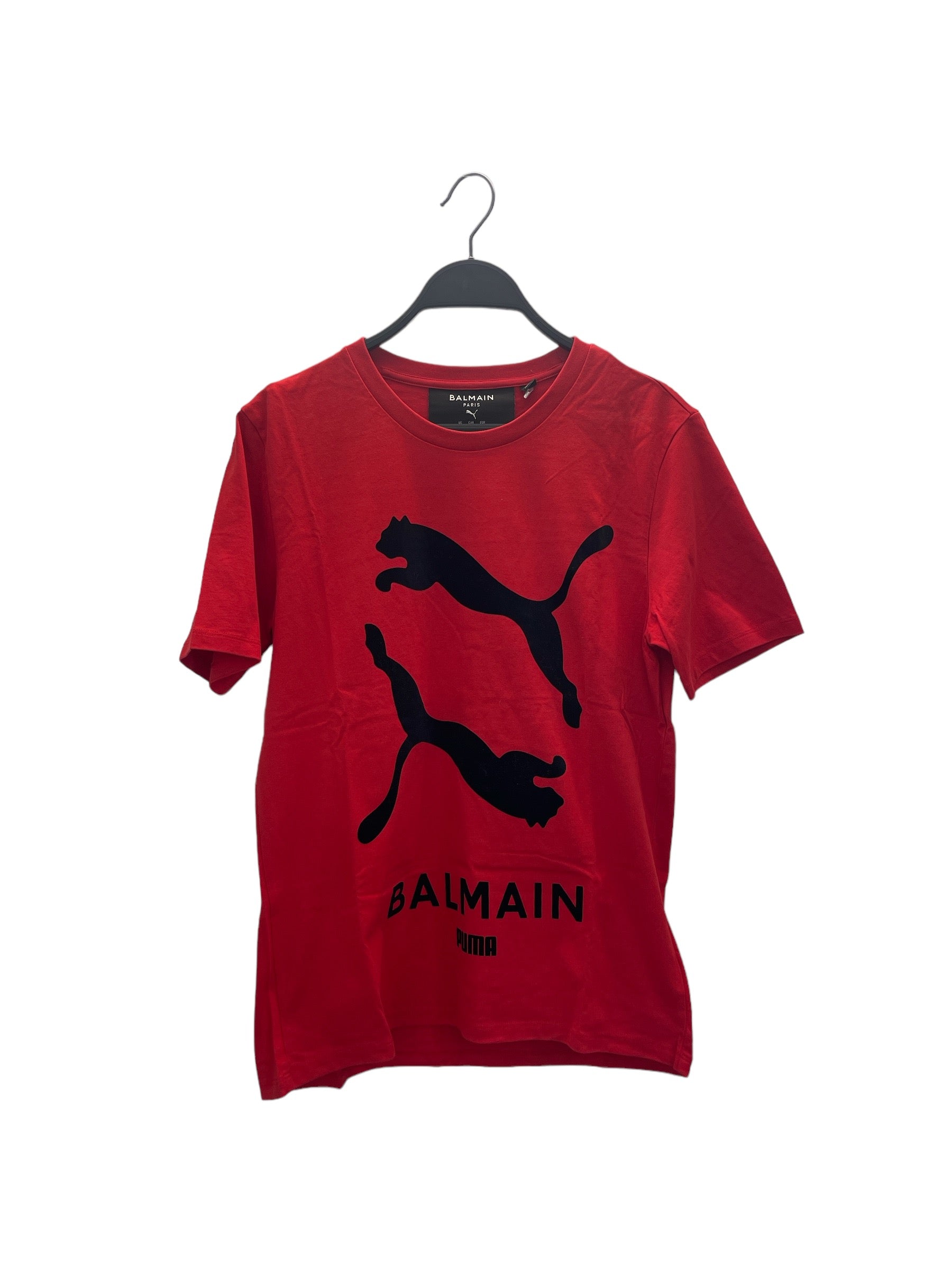 Image of BALMAIN/PUMA/T-Shirt/XS/Cotton/RED/2 PUMAS LOGO