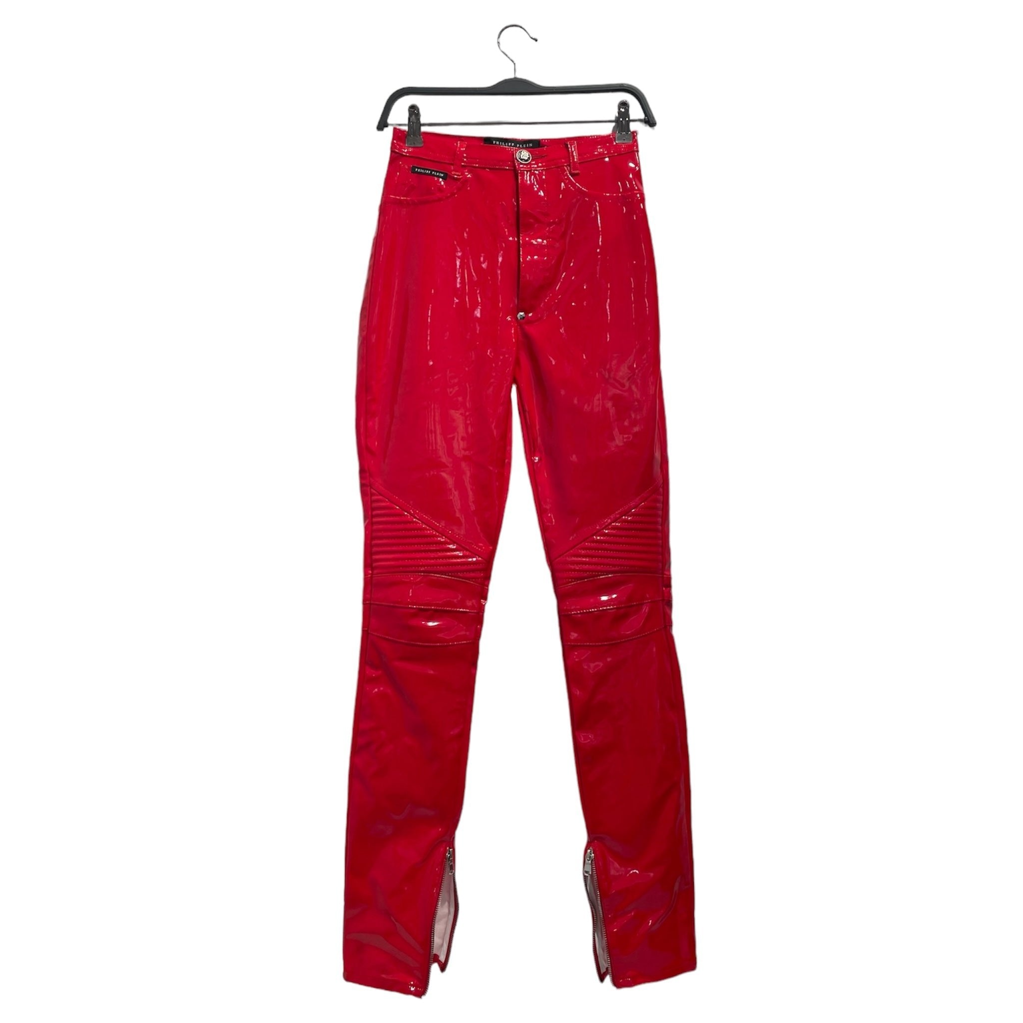 Image of PHILIPP PLEIN///Skinny Pants/XL/Plain/Faux Leather/RED//W [Designers] Essentials/