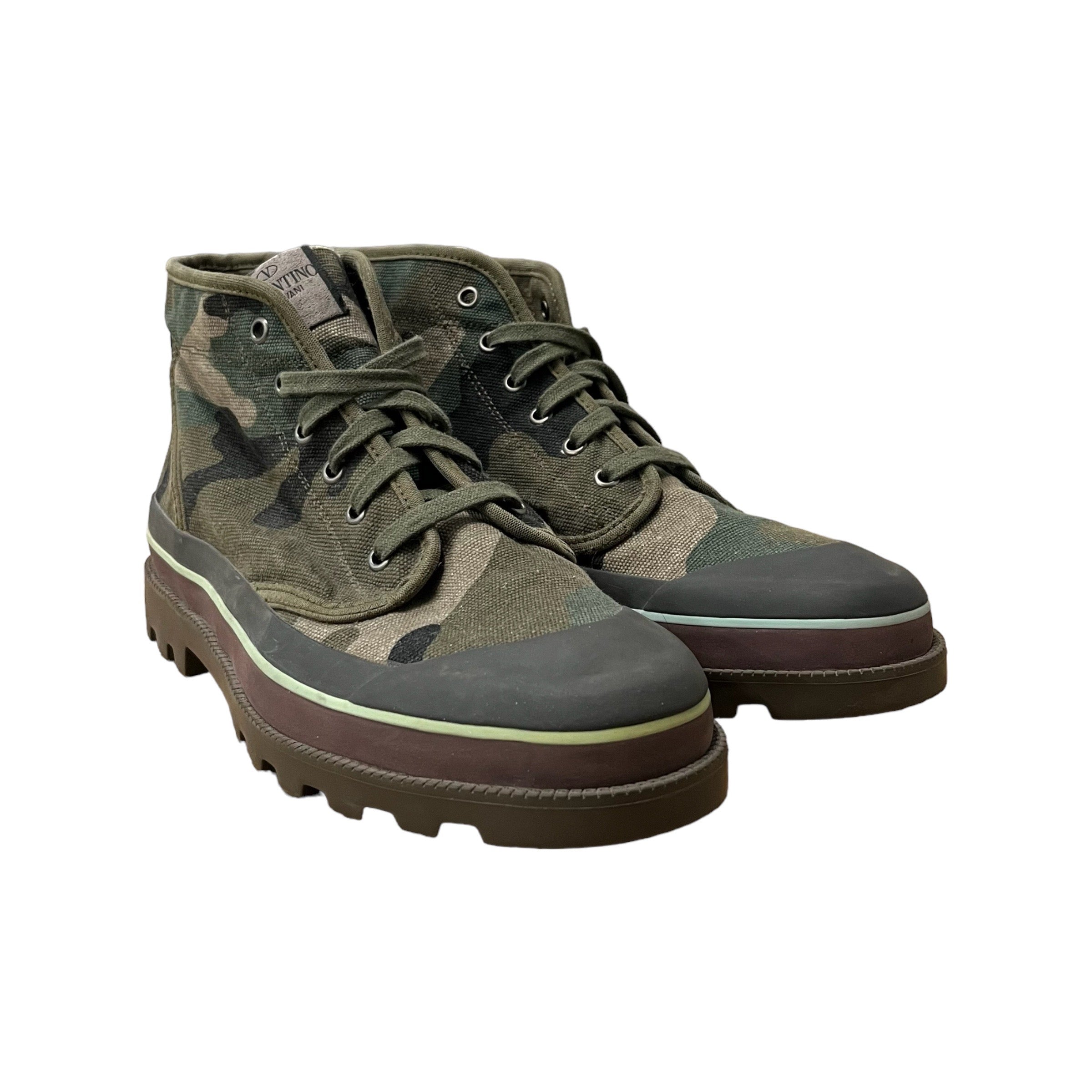 Image of VALENTINO/Hi-Sneakers/EU 41.5/Camouflage/Cotton/GRN/CANVAS CAMO ARMY BOOT