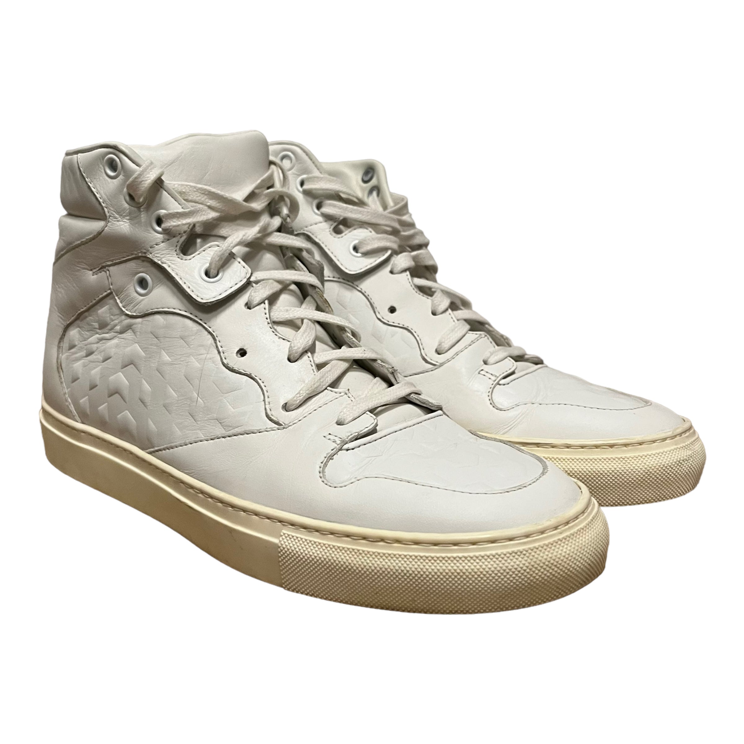 image of BALENCIAGA/Hi-Sneakers/EU 40/Leather/WHT/Embossed Leather High Top