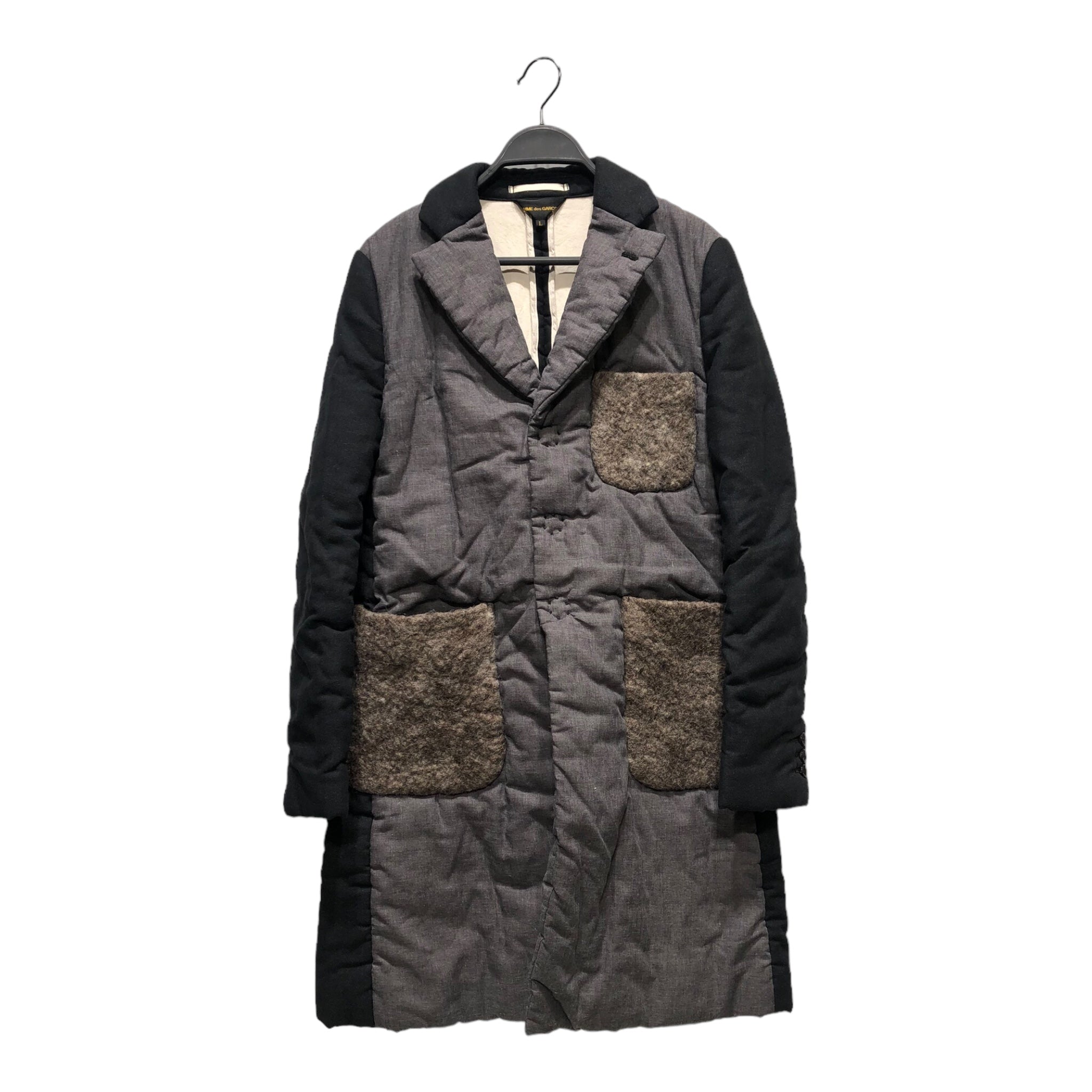 image of COMME des GARCONS/Coat/L/GRY/WOOL POCKET COAT