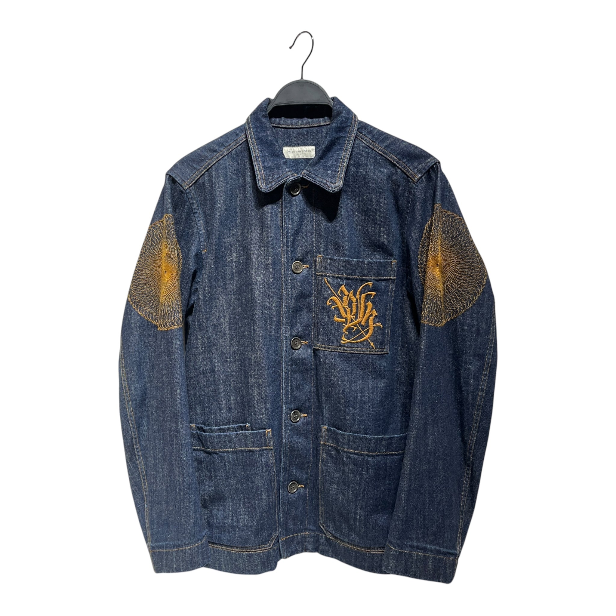image of DRIES VAN NOTEN/Denim Jkt/46/Denim/NVY/Graphic/EMBROIDERED SCRIPT