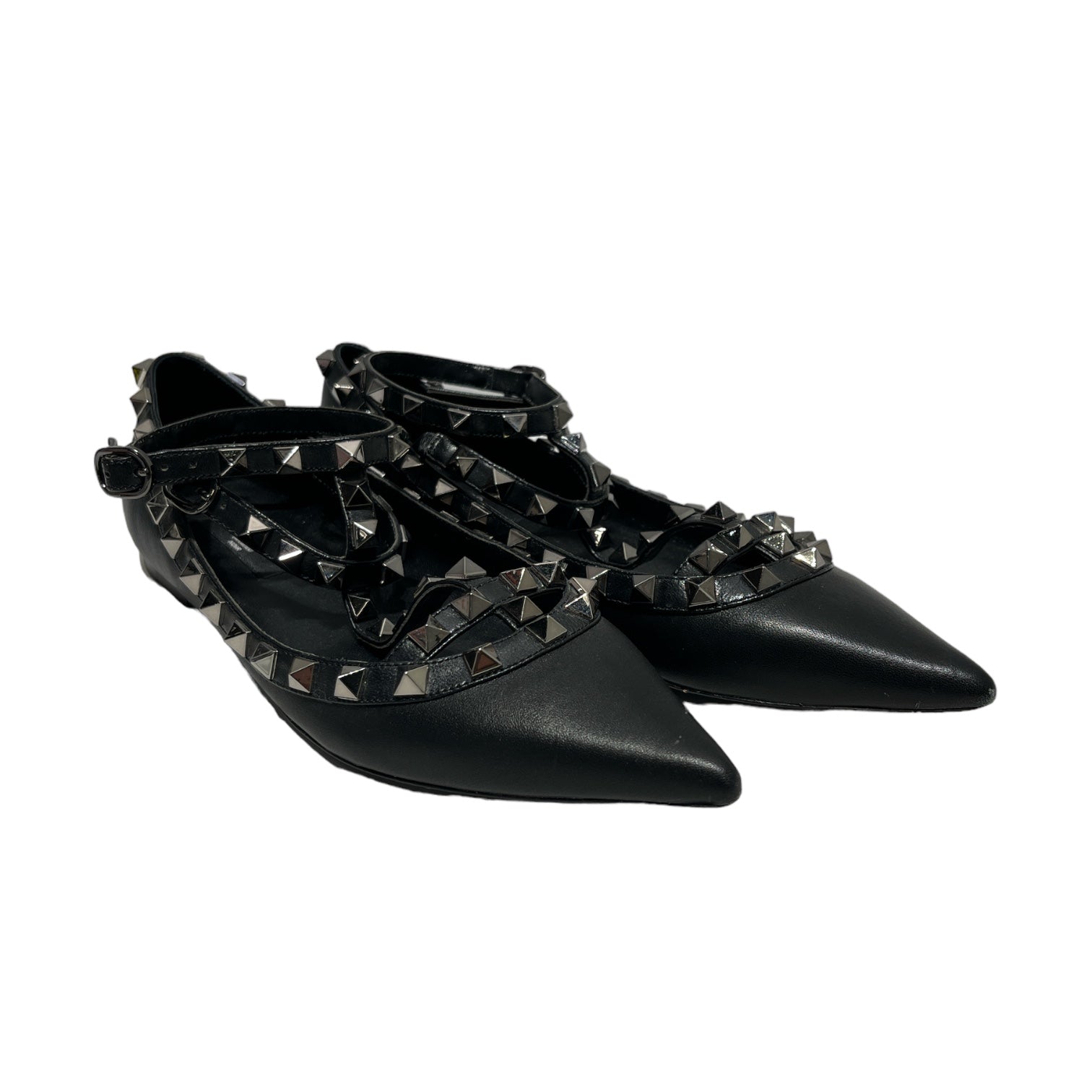 Image of VALENTINO GARAVANI/Flat Shoes/EU 36/Leather/BLK/Rockstud Ballet