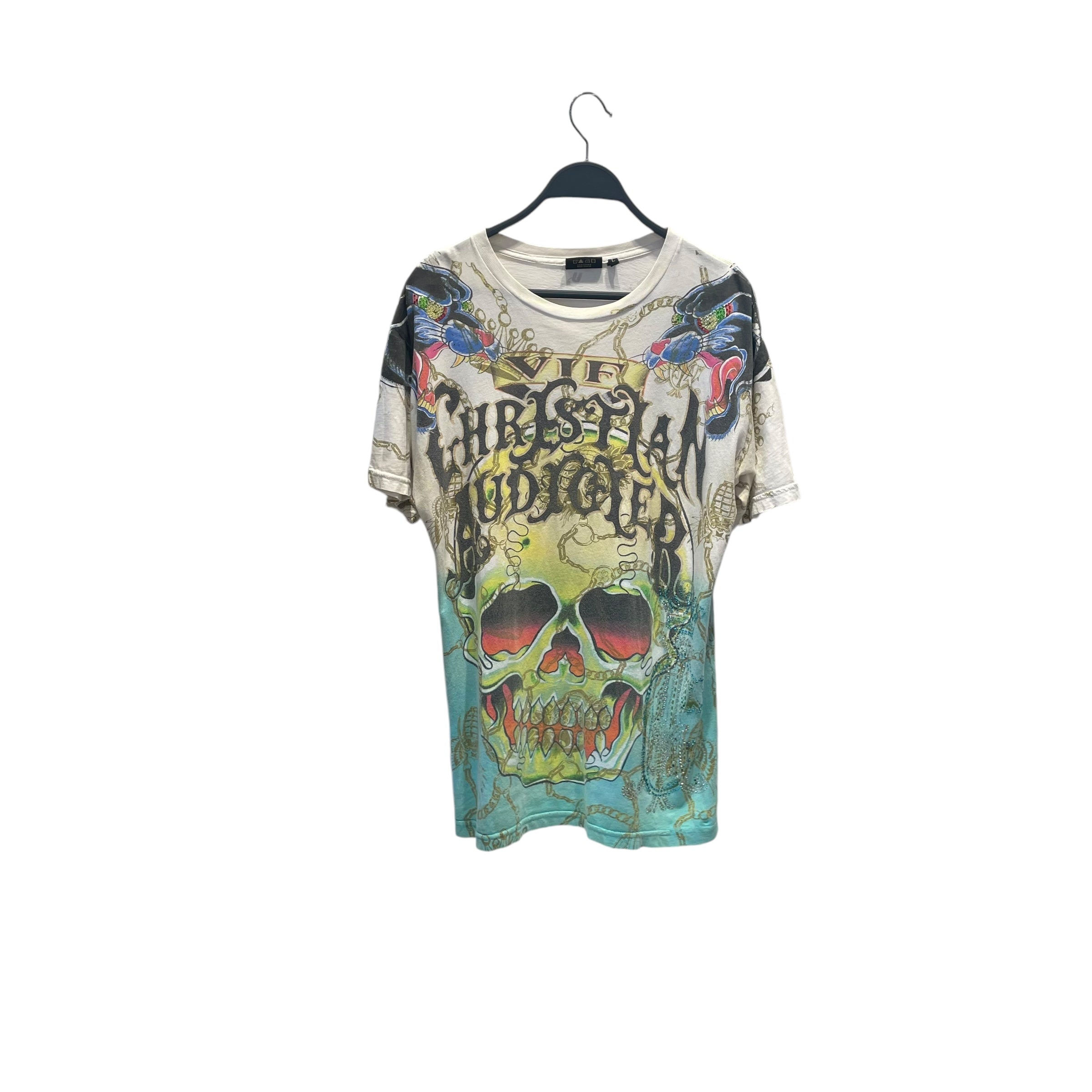 Image of christain audigier/T-Shirt/L/Cotton/MLT/All Over Print/skull print