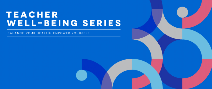 STF Teacher Well-Being Webinar Series header, with white text on blue background