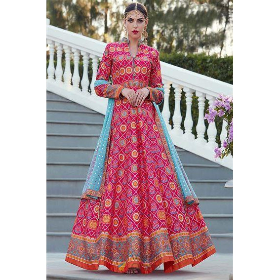 printed anarkali gown