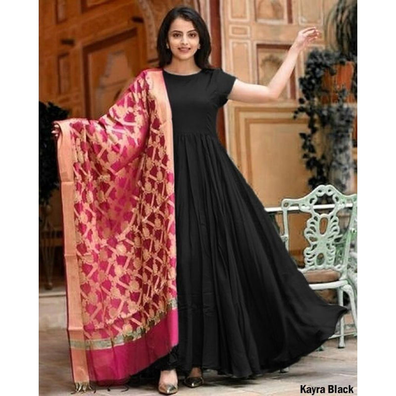 plain black anarkali