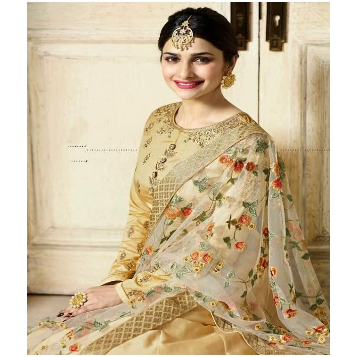 golden colour anarkali suit