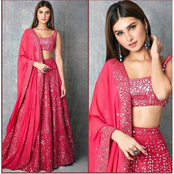 Tara Sutaria Pink Color Wedding Wear Designer Georgette Lehenga Choli Siyafashion tara sutaria pink color wedding wear designer georgette lehenga choli