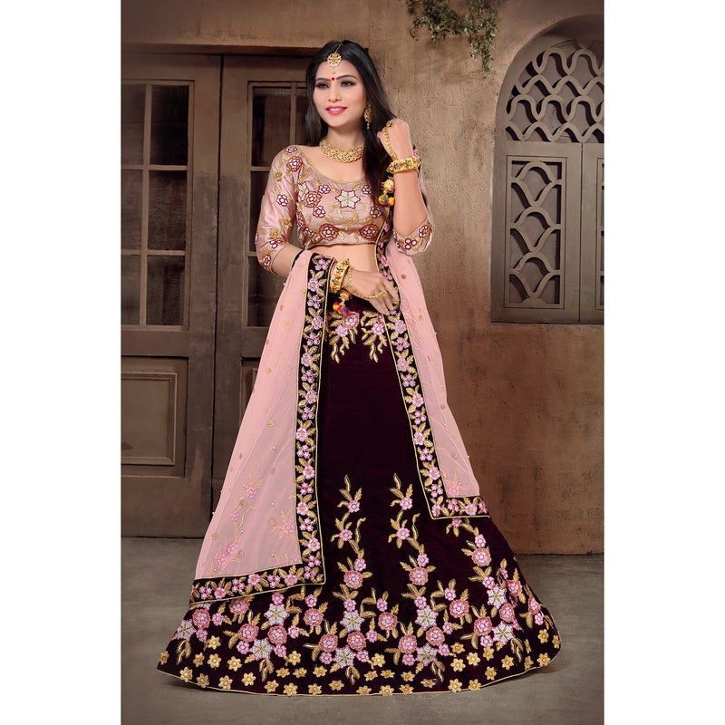 purple bridal lehenga