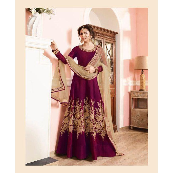 purple anarkali gown