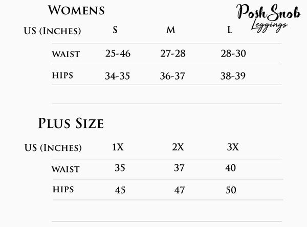 Sizing Chart – PoshSnobLeggings