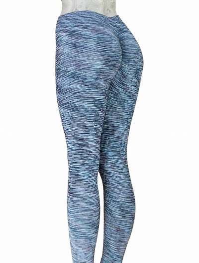 Ribbed High Waisted Seamless Scrunch Bum Leggings in Cool Blue with Ne –  hxmefitness