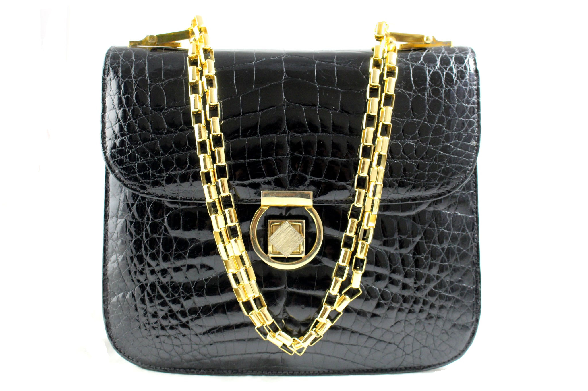 black croc skin bag