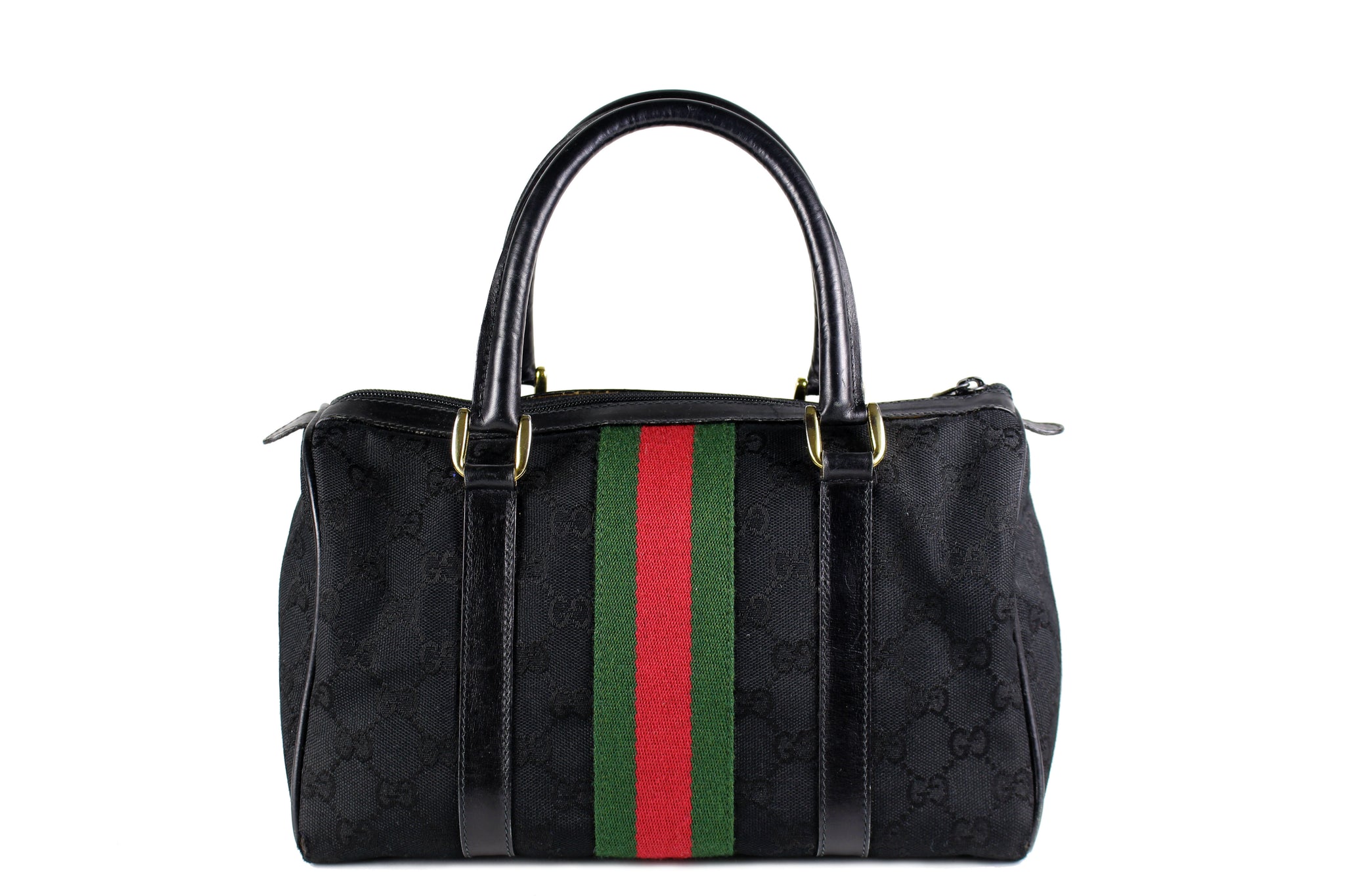 GUCCI Boston black monogram fabric canvas bag – Vintage Carwen