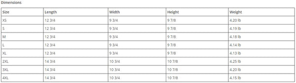 Daytona Helmets MG1-A modular motorcycle helmet dimension chart