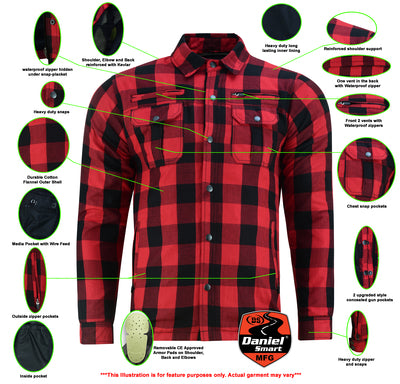 Daniel Smart Mfg. armored flannel motorcycle shirt features