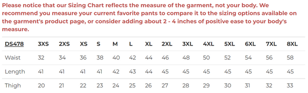 Daniel Smart Mfg. deep pocket thermal lined leather motorcycle chaps model DS478 sizing chart